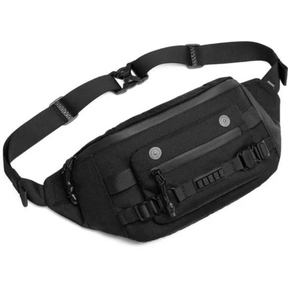New Waterproof Chest Bag Casual for Walking Hiking Travel Black Large - Picture 1 of 7